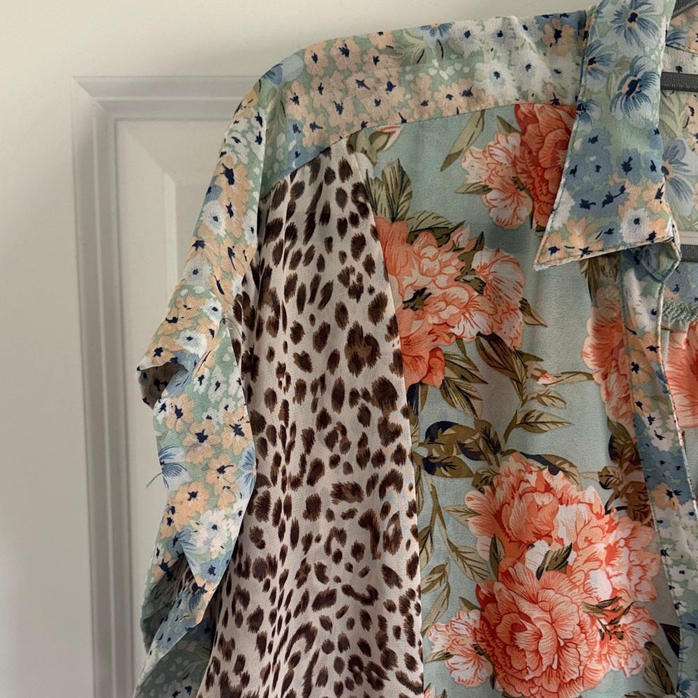 Umgee Size Large Patchwork Floral And Leopard Pri… - image 5